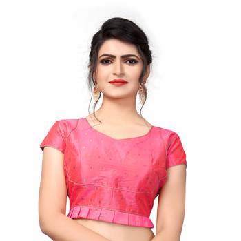 Pink Designer Malbari Silk Extra Sleeve With Blouse 1