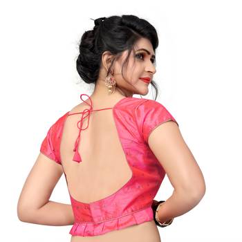 Pink Designer Malbari Silk Extra Sleeve With Blouse 2