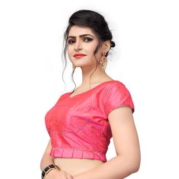 Pink Designer Malbari Silk Extra Sleeve With Blouse 4