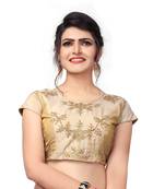 Beige Designer Embroiderey Malbari Silk Extra Sleeve With Blouse