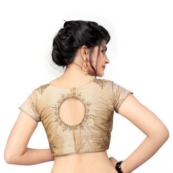 Beige Designer Embroiderey Malbari Silk Extra Sleeve With Blouse 2