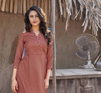 Brown Embroidered Silk Ethnic Kurtis 2