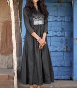 Black Embroidered Silk Ethnic Kurtis