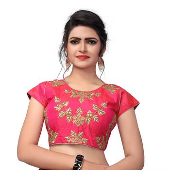 Peach Designer Embroiderey Malbari Silk Extra Sleeve With Blouse 1