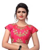 Peach Designer Embroiderey Malbari Silk Extra Sleeve With Blouse