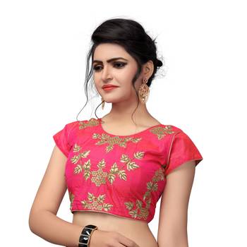 Peach Designer Embroiderey Malbari Silk Extra Sleeve With Blouse 4