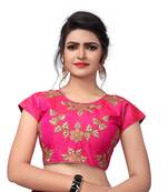 Pink Designer Embroiderey Malbari Silk Extra Sleeve With Blouse