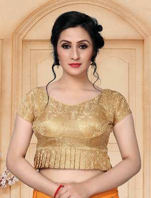 Beige Women'S Jacquard  With V Neck Blouse 1