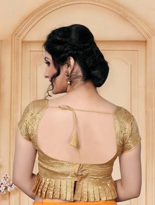 Beige Women'S Jacquard  With V Neck Blouse 2