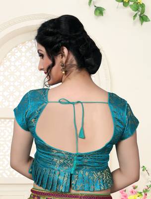 Light Blue Women'S Jacquard  With V Neck Blouse 2