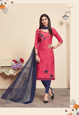 Pink Embroidered Blended Cotton Salwar 1