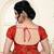 Red Women'S Jacquard  With V Neck Blouse