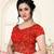 Red Women'S Jacquard  With V Neck Blouse