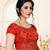 Red Women'S Jacquard  With V Neck Blouse