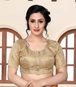 Beige Women'S Jacquard  With Boat Neck Blouse