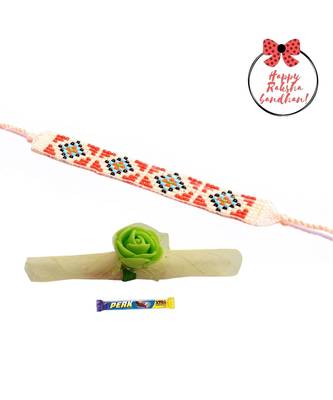 Fruity Peach Seed Beaded  Bracelet cum Rakhi For Brother 1