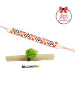 Fruity Peach Seed Beaded  Bracelet cum Rakhi For Brother