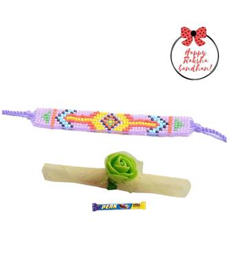 Mesmerizing Purple  Seed Beaded  Bracelet cum Rakhi For Brother 1