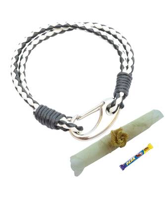 Double Layered Black & White Braided Bracelet cum Rakhi For Brother 1