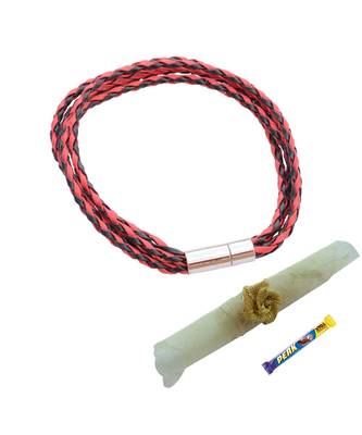 Double Layered Energetic Red Black  Braided Bracelet cum Rakhi For Brother 1