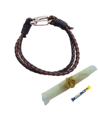 Double Layered Chocolate Brown & Black  Braided Bracelet cum Rakhi For Brother 1