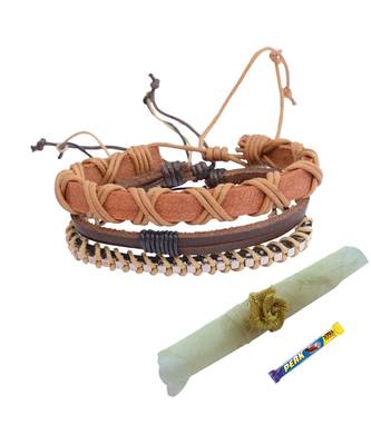 Set of 3 Stylish Brown Bracelet cum Rakhi For Brother 1