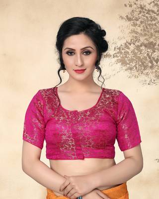 Pink Women'S Jacquard  With Boat Neck Blouse 1