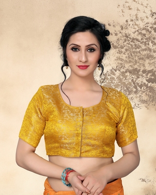 yellow boat neck blouse