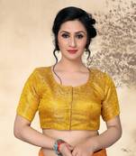 Yellow Women'S Jacquard  With Boat Neck Blouse