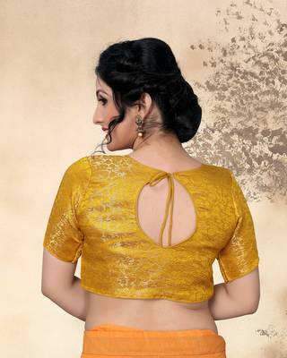 Yellow Women'S Jacquard  With Boat Neck Blouse 2