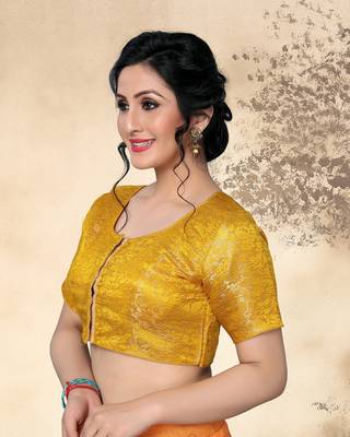 Yellow Women'S Jacquard  With Boat Neck Blouse 3