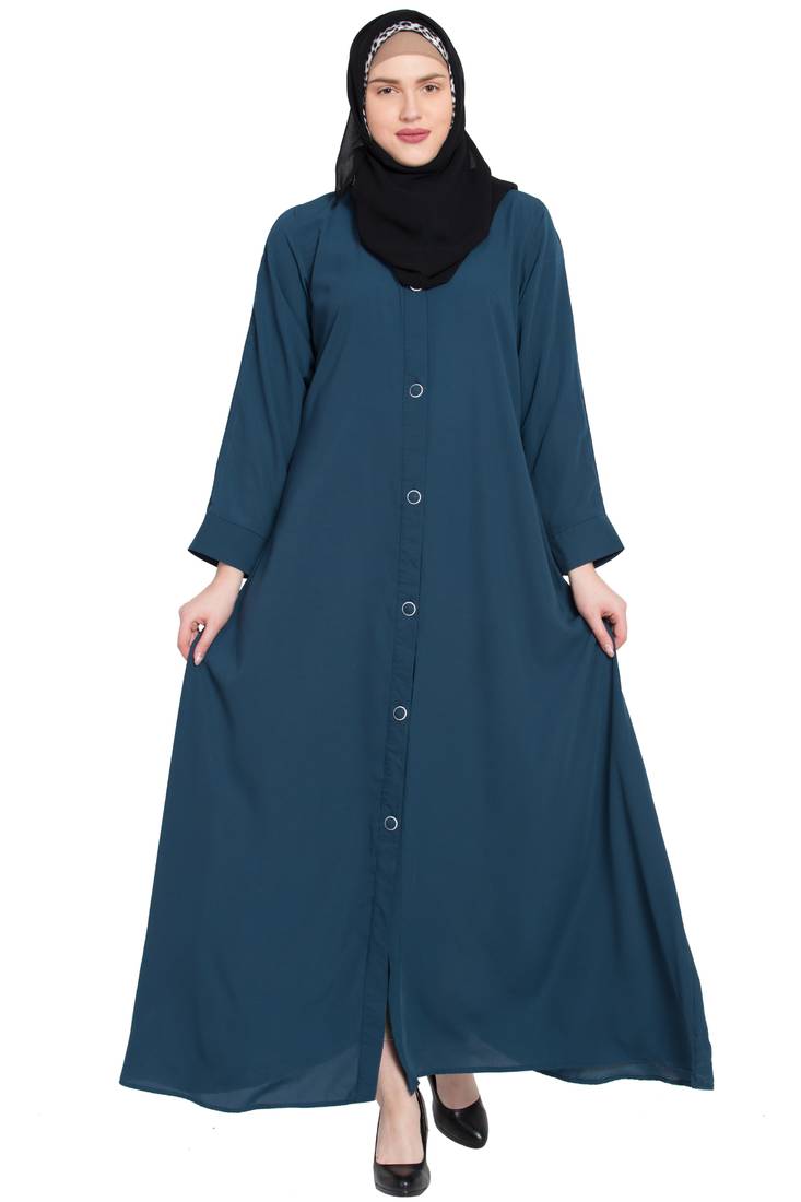 Front-open abaya- Blue color