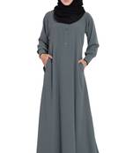 Collared casual abaya- Grey