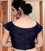 Navy_Blue Women'S  Silk With Boat Neck Blouse