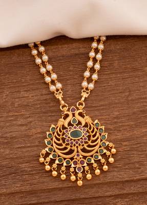 Off-White Green and Purple Gemstone Studded Necklace 1