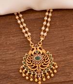 Off-White Green and Purple Gemstone Studded Necklace