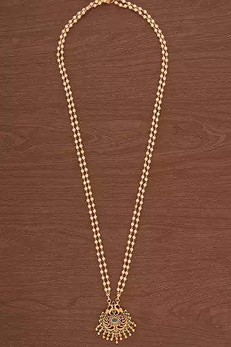 Off-White Green and Purple Gemstone Studded Necklace