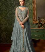 Grey embroidered net salwar