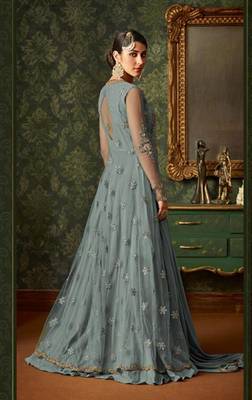Grey embroidered net salwar 2
