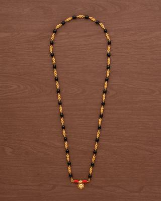 Golden 2+1 brahmamudi LONG mangalsutra with single vati one gram gold 2