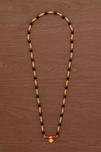 Golden 2+1 brahmamudi LONG mangalsutra with single vati one gram gold