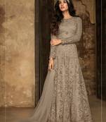 Grey embroidered net salwar