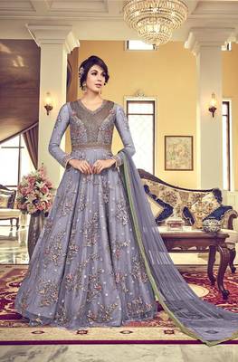 Lavender embroidered net salwar 1