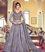 Lavender embroidered net salwar