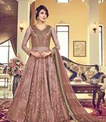 Peach embroidered net salwar
