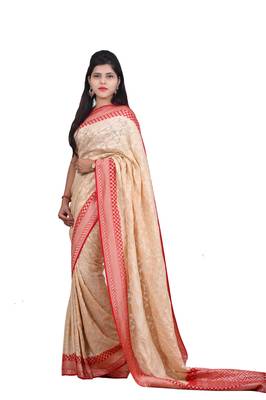 Off white hand woven pure chiffon saree with blouse 2