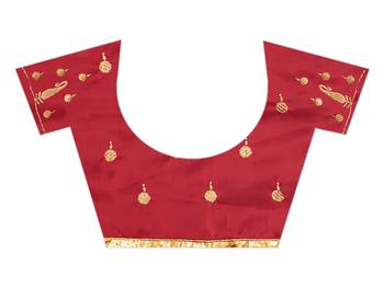 Red embroidered georgette saree with blouse 5