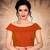 Orange Women'S Silk With Boat Neck Blouse
