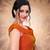 Orange Women'S Silk With Boat Neck Blouse