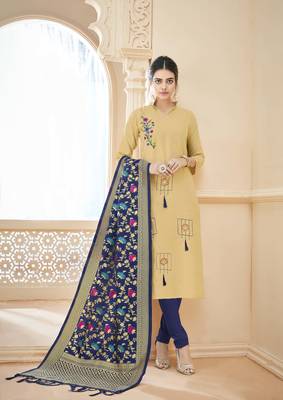 Cream resham embroidery cotton salwar 1